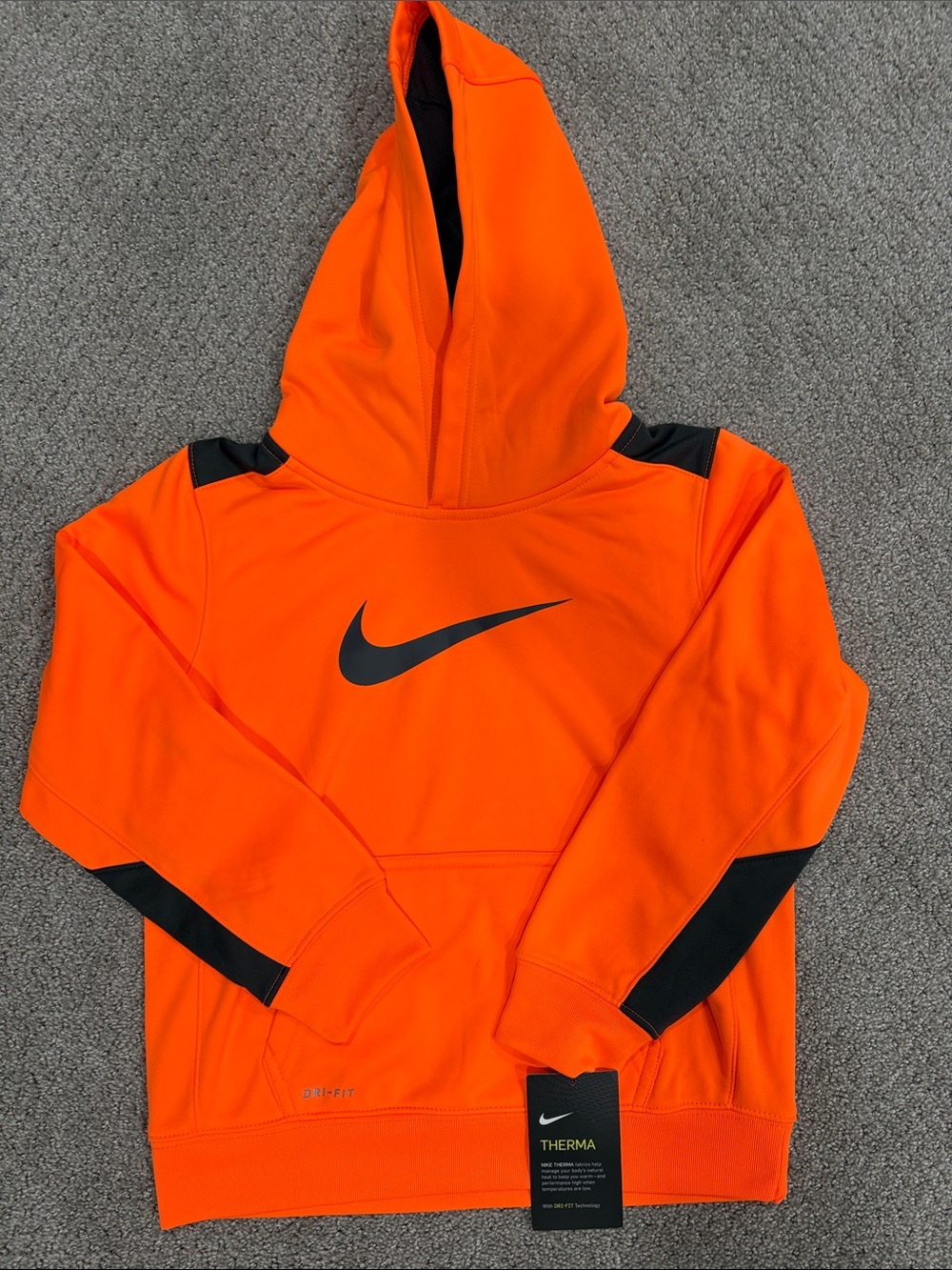 Nike Kids Orange Hoodie with Black Accents